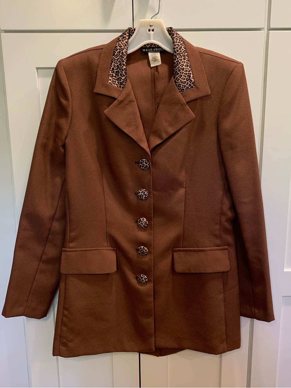 VTG Wear Abouts Brown Leopard Print Blazer Women's 8 Retro 1990s Office Academia
